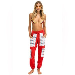 AVIATOR BOLT CARGO COLOR BLOCK SWEATPANTS - RED // USA